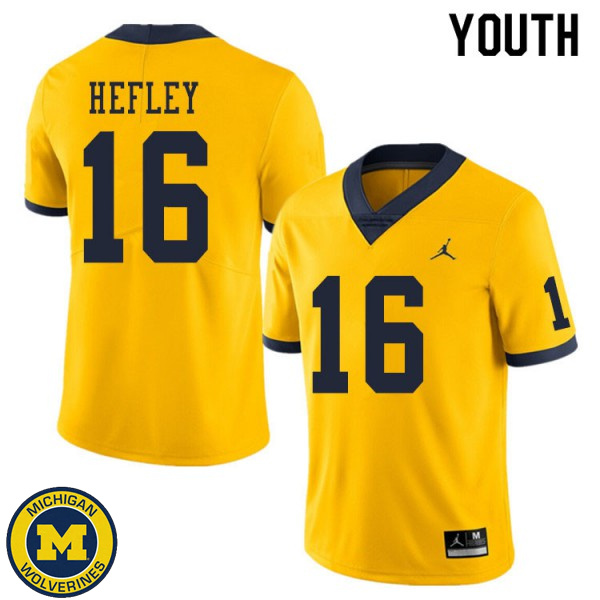 Youth Michigan Wolverines #16 Ren Hefley Yellow Fashion Jersey